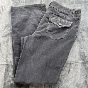 George & Martha Womens 12 Corduroy Straight Leg Pants Gray Thick Stitch Bling